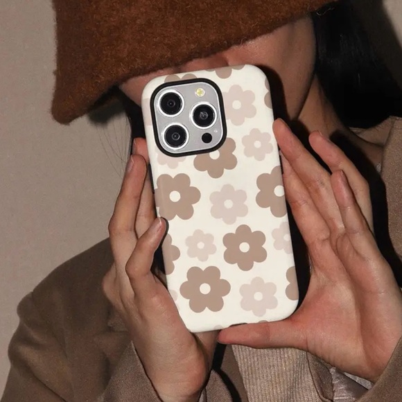 Accessories - Apple iPhone Phone Case TPU Layered Case Beige Flowers Drop Proof Durable